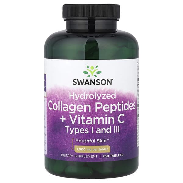 Swanson, Hydrolyzed Collagen Peptides + Vitamin C, 250 Tablets
