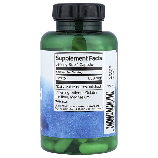 Alternative view of Swanson, Inositol, 650 mg, 100 Capsules