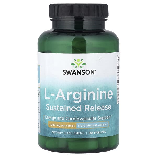 Swanson, L-Arginine, Sustained Release, 1,000 mg, 90 Tablets