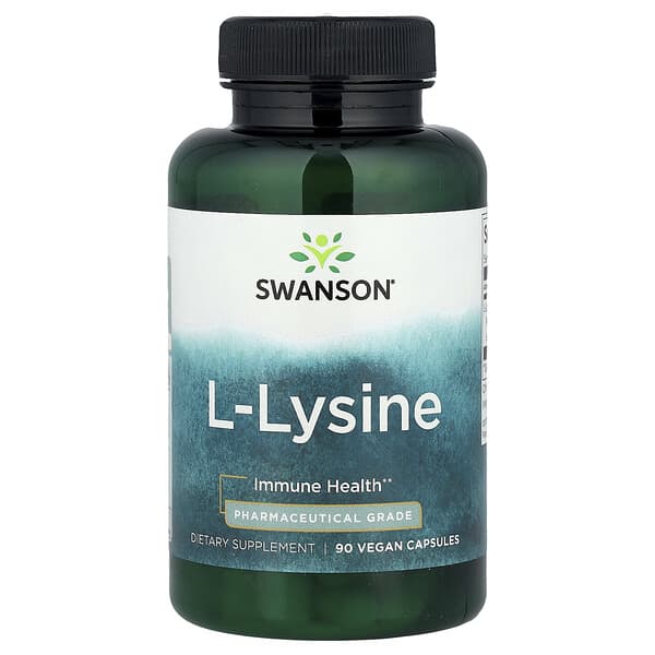 Swanson, L-Lysine, 90 Vegan Capsules (500 mg per Capsule)