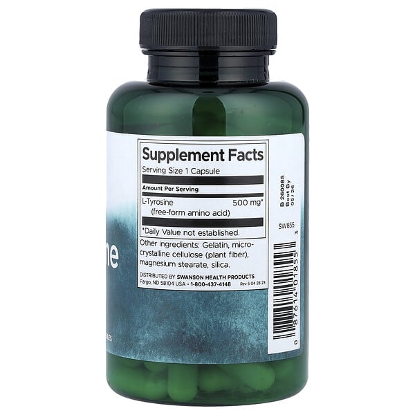 Alternative view of Swanson, L-Tyrosine, 500 mg, 100 Capsules