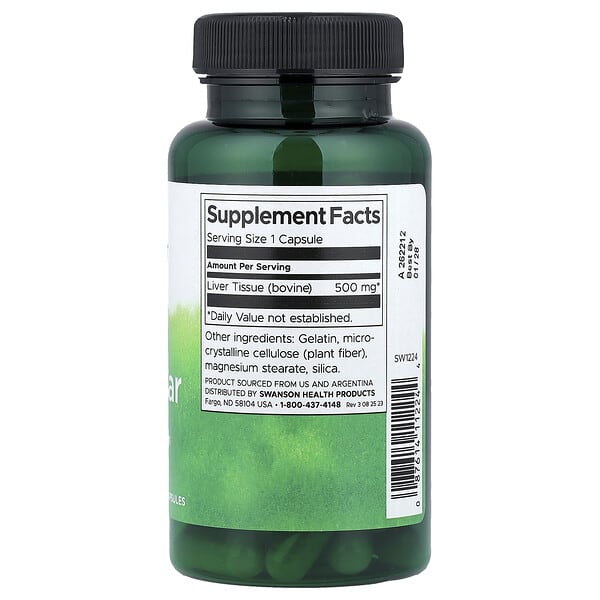 Alternative view of Swanson, Liver Glandular, 500 mg, 60 Capsules