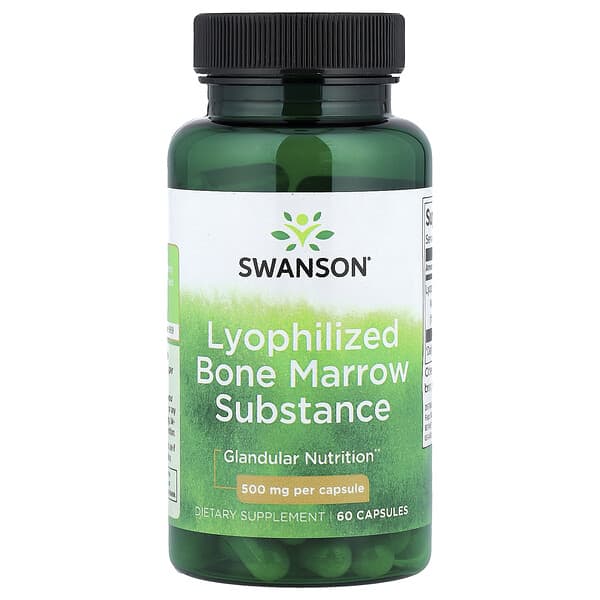 Swanson, Lyophilized Bone Marrow Substance, 500 mg, 60 Capsules