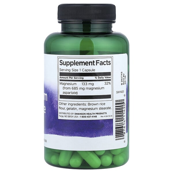 Alternative view of Swanson, Magnesium Aspartate, 685 mg, 90 Capsules