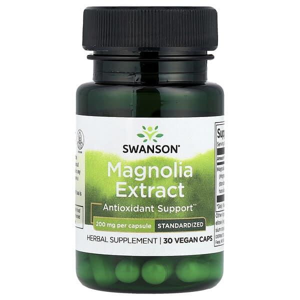 Swanson, Magnolia Extract, 200 mg, 30 Vegan Caps