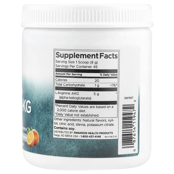 Alternative view of Swanson, Maximum Strength L-Arginine AKG Powder, Natural Citrus, 12.9 oz (368 g)