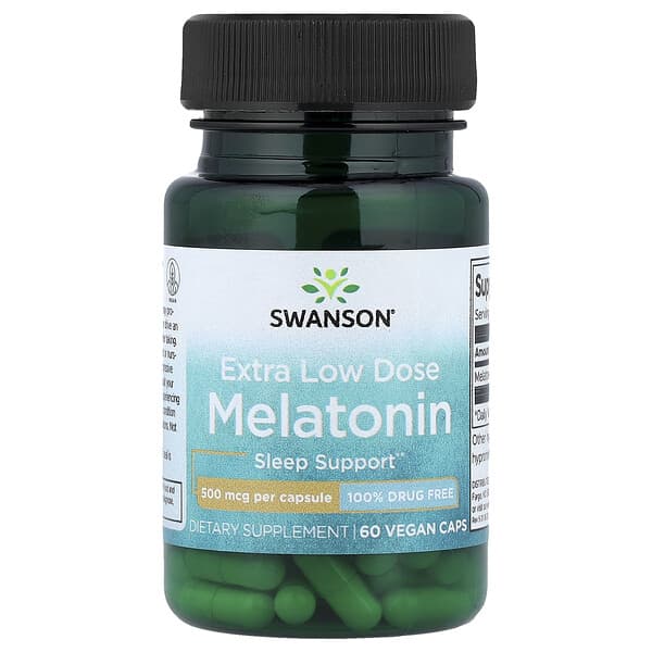 Swanson, Melatonin, Extra Low Dose , 500 mcg, 60 Vegan Caps