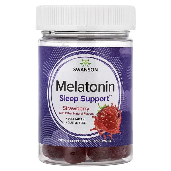 Swanson, Melatonin Gummies, Strawberry, 60 Gummies