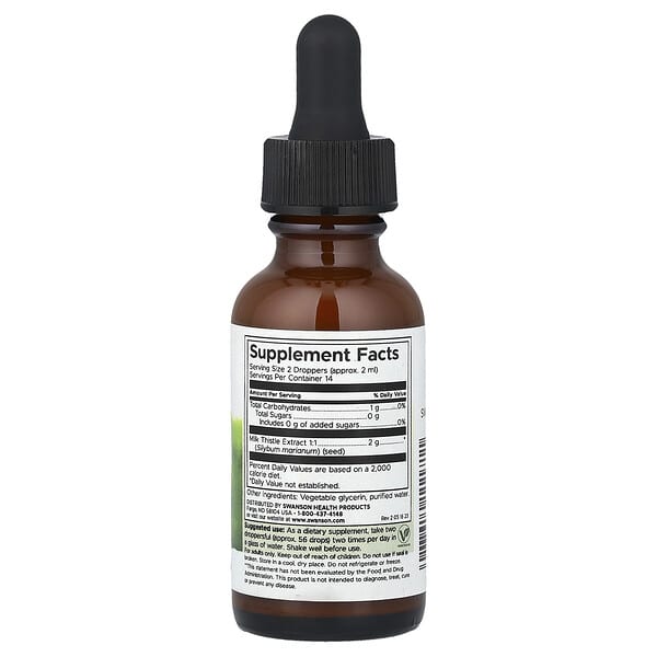 Alternative view of Swanson, Milk Thistle Liquid Extract, Alcohol & Sugar Free, 1 fl oz (29.6 ml)