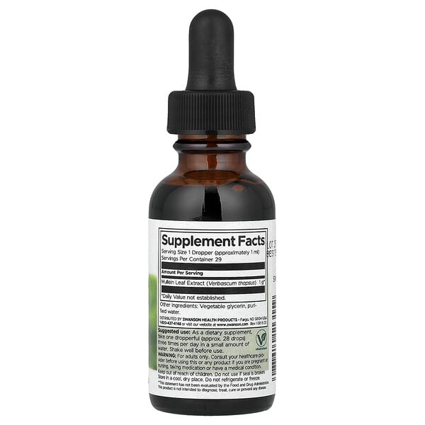 Alternative view of Swanson, Mullein Leaf Liquid Extract, Alcohol & Sugar Free, 1 fl oz (29.6 ml)