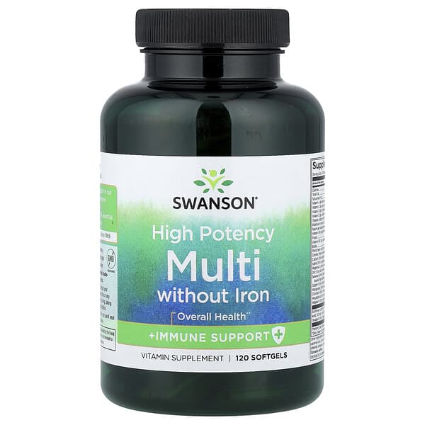 Swanson, Multi without Iron + Immune Support, High Potency, 120 Softgels