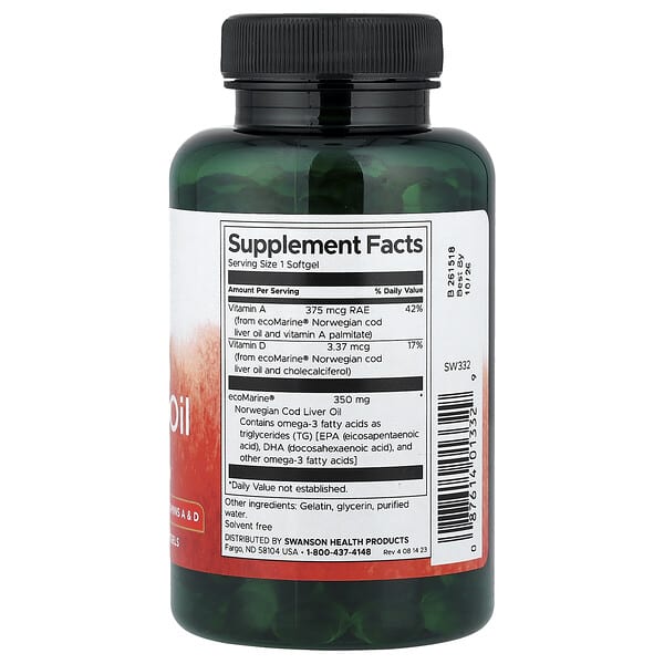 Alternative view of Swanson, Norwegian Cod Liver Oil, 350 mg, 250 Softgels