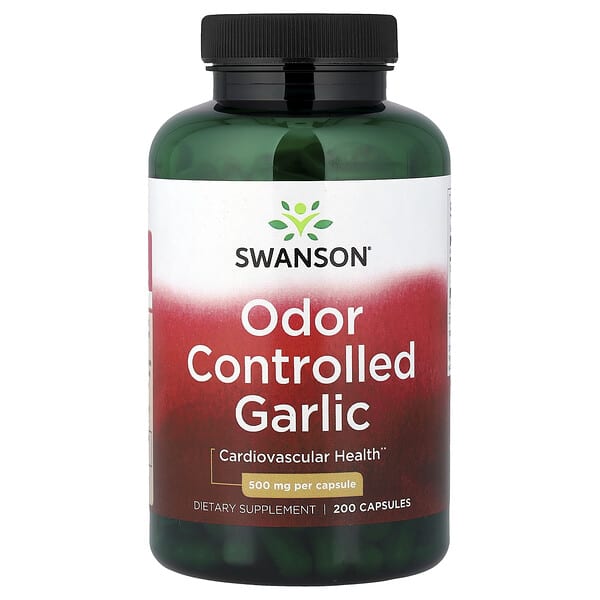 Swanson, Odor Controlled Garlic, 500 mg, 200 Capsules