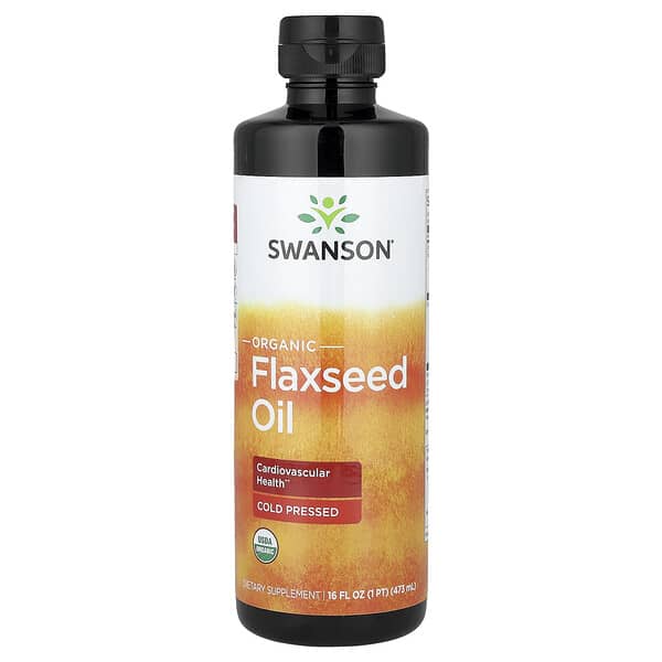 Swanson, Organic Flaxseed Oil, 16 fl oz (473 ml)