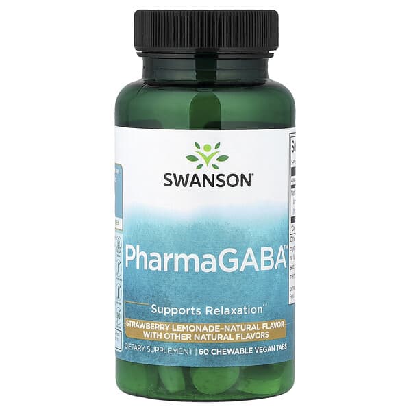 Swanson, PharmaGABA™, Strawberry Lemonade , 100 mg, 60 Chewable Tabs