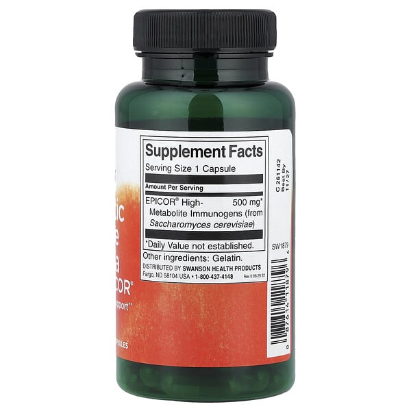 Alternative view of Swanson, Postbiotic Immune Formula Featuring Epicor®, 500 mg, 60 Capsules