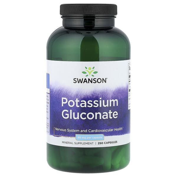 Swanson, Potassium Gluconate, 99 mg, 250 Capsules