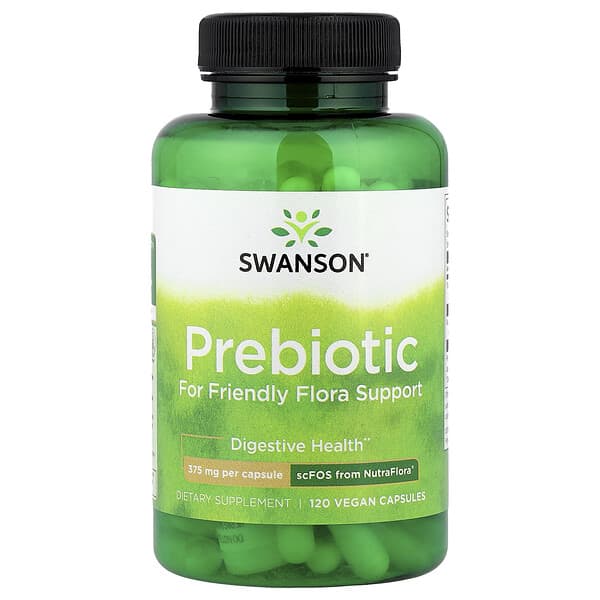 Swanson, Prebiotic for Friendly Flora Support, 120 Vegan Capsules (375 mg per Capsule)