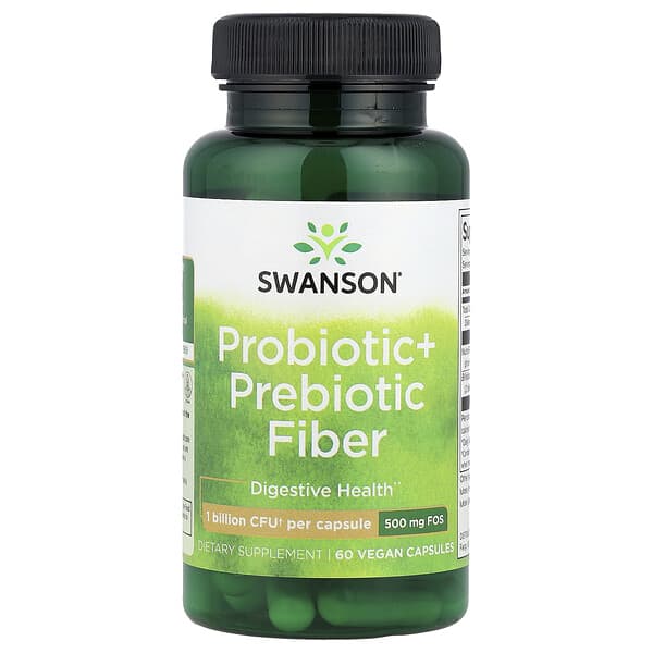 Swanson, Probiotic + Prebiotic Fiber, 60 Vegan Capsules