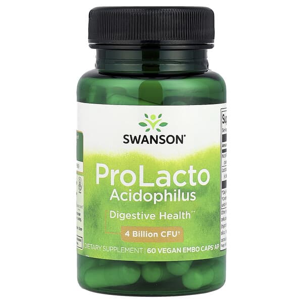 Swanson, ProLacto Acidophilus, 4 Billion CFU, 60 Vegan EMBO Caps® AP