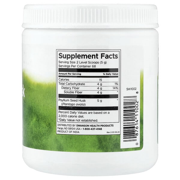 Swanson, Psyllium Husk Powder, 12 oz (340 g) 2 Swanson, Psyllium Husk Powder, 12 oz (340 g) - Ảnh 2
