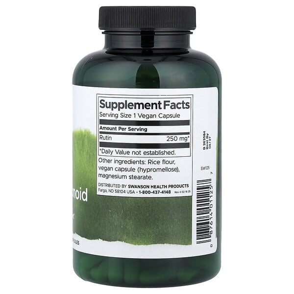 Alternative view of Swanson, Rutin, Natural Bioflavonoid, 250 mg, 250 Vegan Capsules