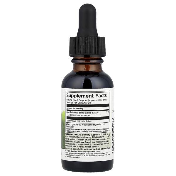 Alternative view of Swanson, Saw Palmetto Liquid Extract, Alcohol & Sugar Free, 1 fl oz (29.6 ml)