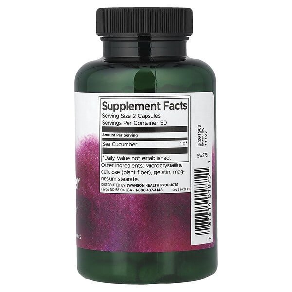 Alternative view of Swanson, Sea Cucumber, 500 mg, 100 Capsules