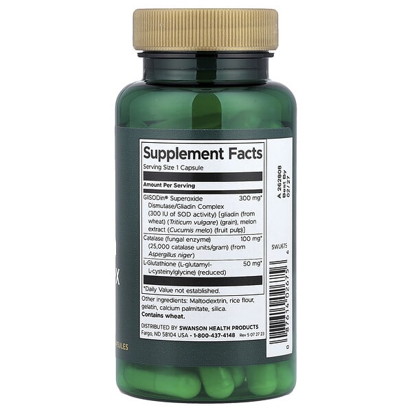 Alternative view of Swanson, SOD Gliadin Complex, 300 mg, 60 Capsules