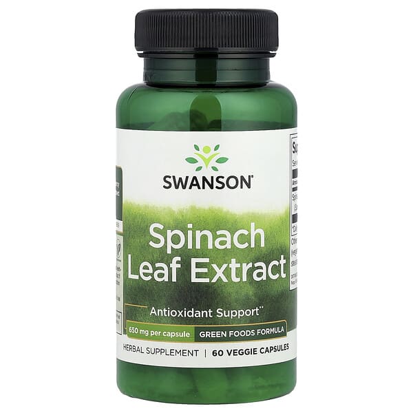 Swanson, Spinach Leaf Extract, 650 mg, 60 Veggie Capsules 2 Swanson, Spinach Leaf Extract, 650 mg, 60 Veggie Capsules