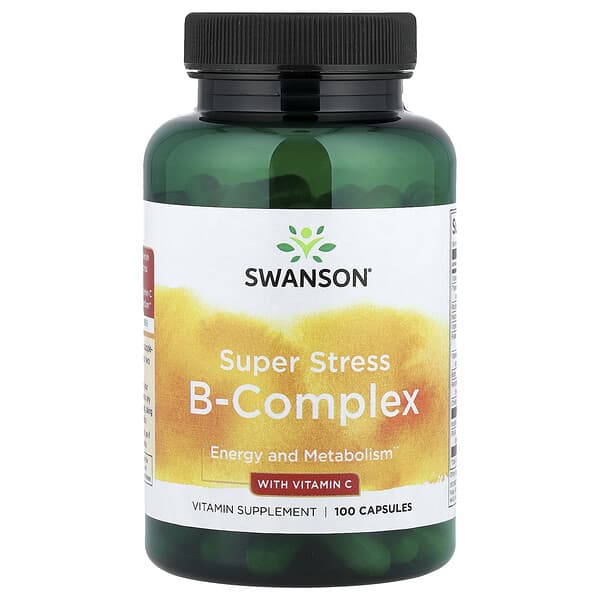 Swanson, Super Stress B-Complex With Vitamin C, 100 Capsules 3 Swanson, Super Stress B-Complex With Vitamin C, 100 Capsules