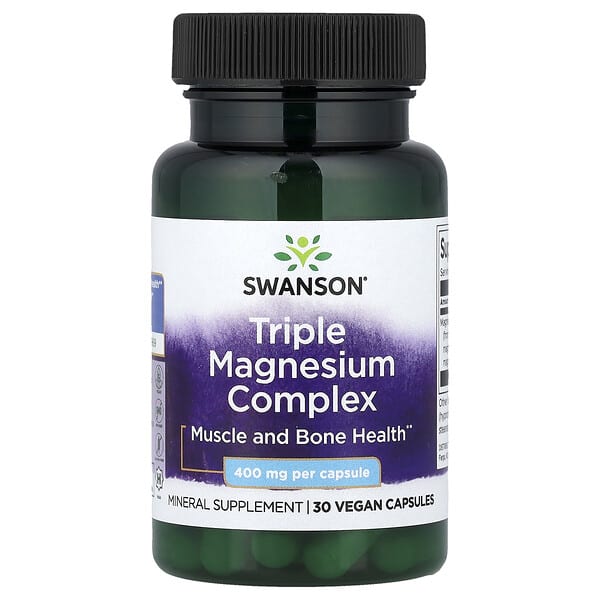 Swanson, Triple Magnesium Complex, 400 mg, 30 Vegan Capsules