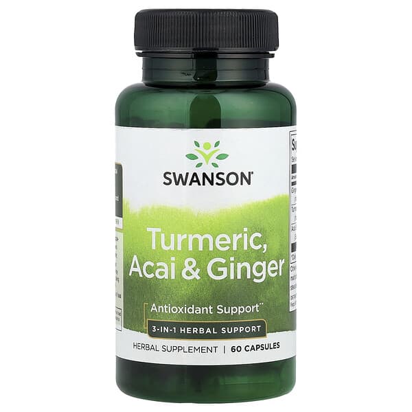 Swanson, Turmeric, Acai & Ginger, 60 Capsules