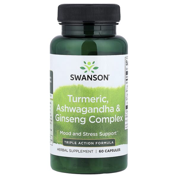Swanson, Turmeric, Ashwagandha & Ginseng Complex, 60 Capsules