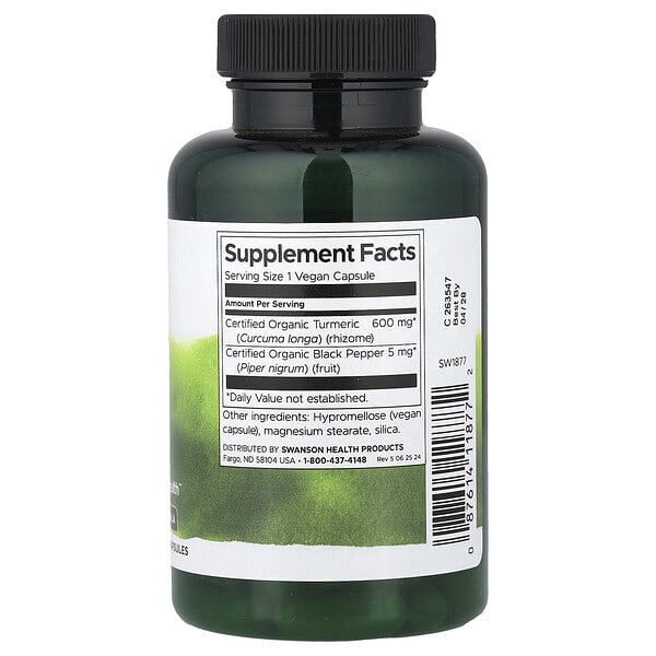 Alternative view of Swanson, Turmeric & Black Pepper, 90 Vegan Capsule