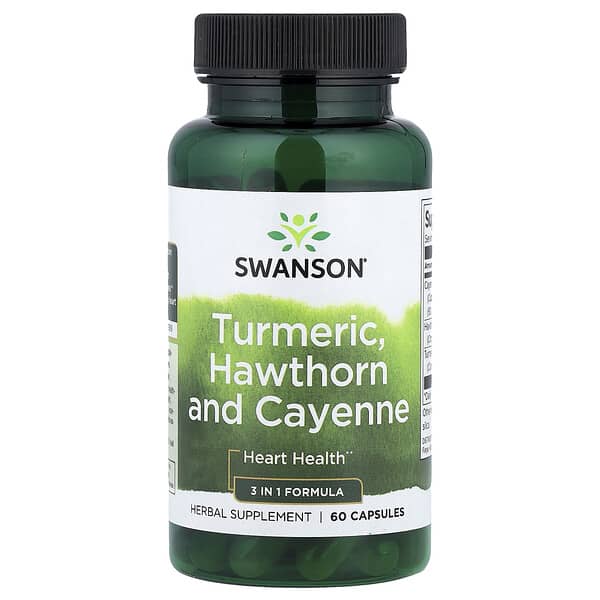Swanson, Turmeric, Hawthorn and Cayenne, 60 Capsules