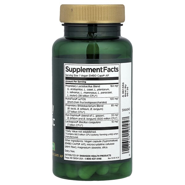 Alternative view of Swanson, Ultra Potency Probiotic, 66.5 Billion CFU, 60 Vegan EMBO Caps® AP