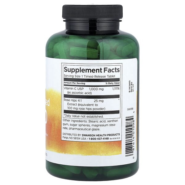 Alternative view of Swanson, Vitamin C-1000 with Rose Hips, Timed-Released, 1,000 mg, 250 Tablets
