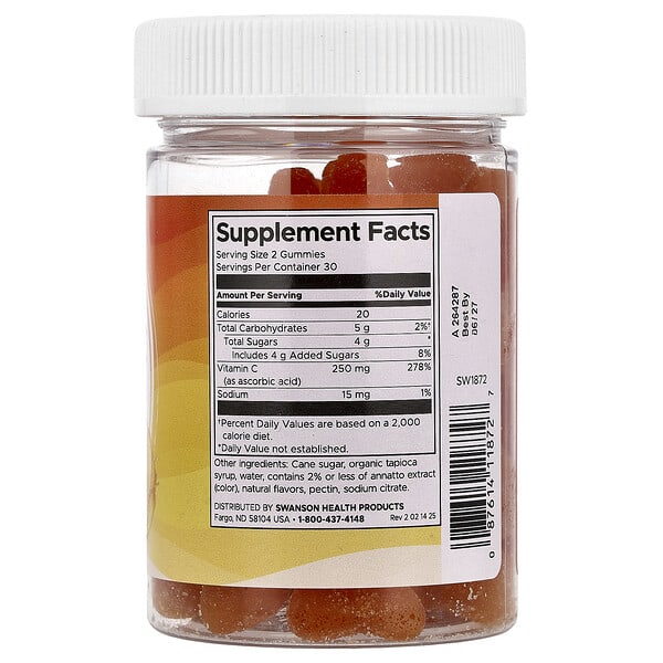 Alternative view of Swanson, Vitamin C Gummies, Orange, 60 Gummies