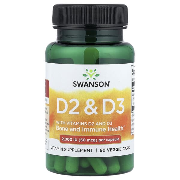 Swanson, Vitamin D2 & D3, 60 Veggie Caps