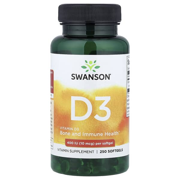 Swanson, Vitamin D3, 10 mcg (400 IU), 250 Softgels