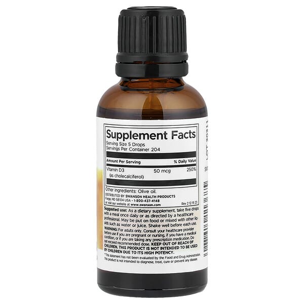 Alternative view of Swanson, Vitamin D3, Higher Potency, 1 fl oz (29.6 ml)