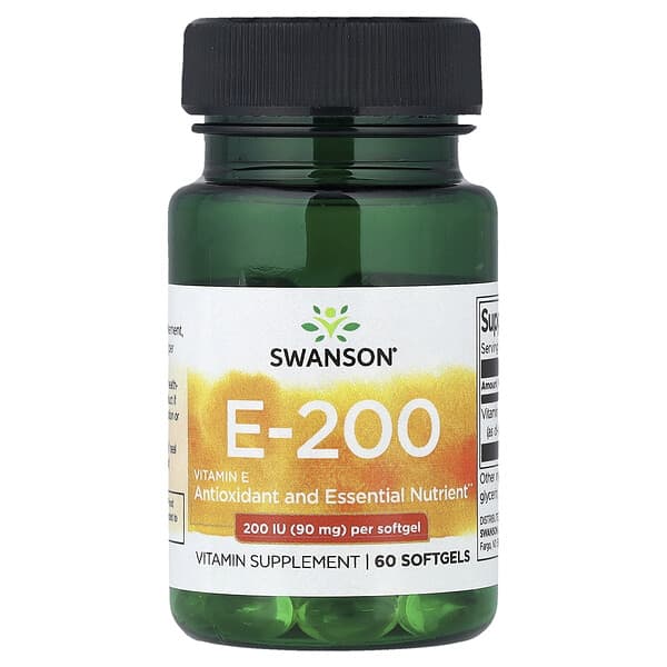 Swanson, Vitamin E-200, 90 mg (200 IU), 60 Softgels