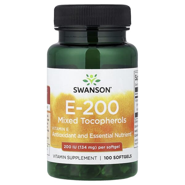 Swanson, Vitamin E Mixed Tocopherols, 134 mg (200 IU), 100 Softgels