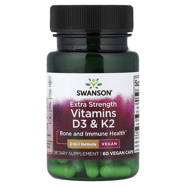 Swanson, Vitamins D3 & K2, 60 Veggie Caps
