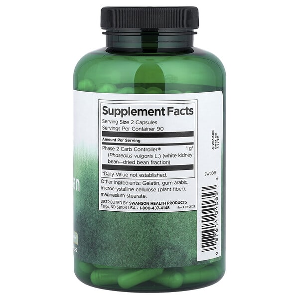 Alternative view of Swanson, White Kidney Bean Extract, 180 Capsules (500 mg per Capsule)