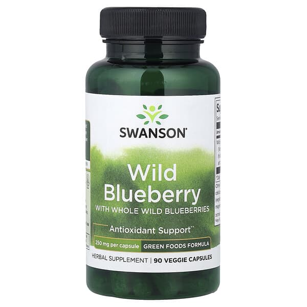 Swanson, Wild Blueberry with Whole Wild Blueberries, 250 mg, 90 Veggie Capsules