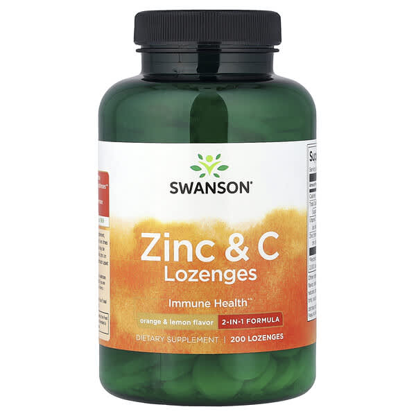 Swanson, Zinc & C Lozenges, Orange & Lemon, 200 Lozenges