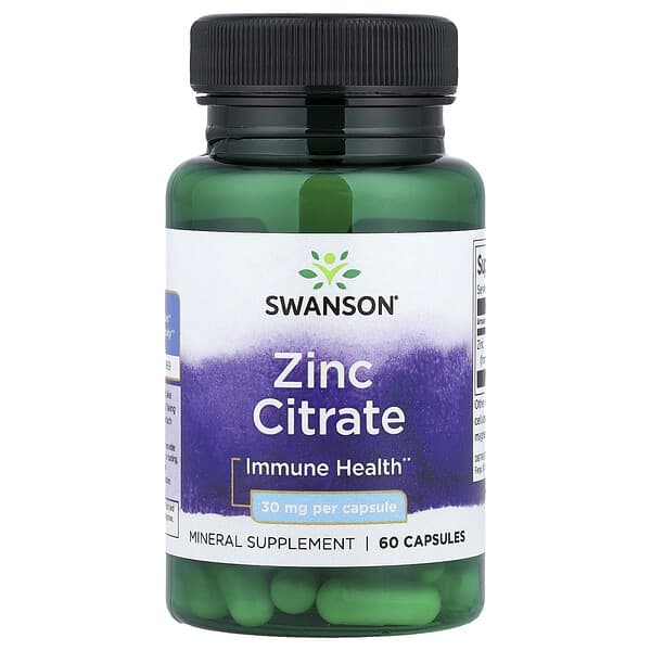 Swanson, Zinc Citrate, 30 mg, 60 Capsules