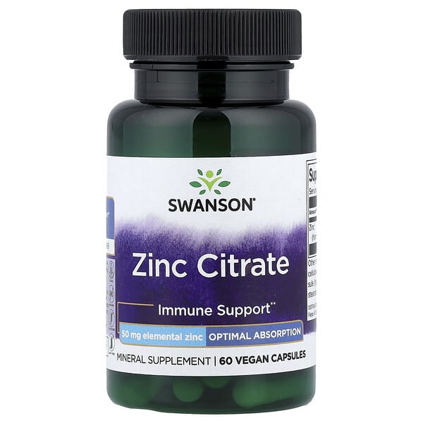 Swanson, Zinc Citrate, 50 mg, 60 Capsules